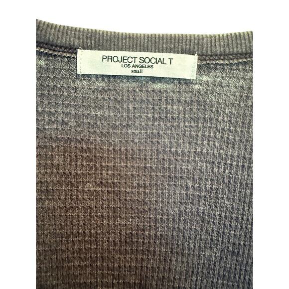 Project Social T Women's Most Wanted Burnout Henley Tee Sz S Purple Ribbed NWOT - Picture 4 of 6